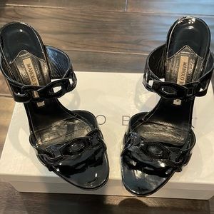 Manolo Blahnik black patent leather sandals (37 1/2)